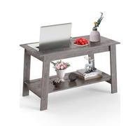 Garvee Mesa de Centro, con Estante Abierto, Estilo Farmhouse, para Salón, Mesita, Mesita de Sofá, 80 * 39 * 48 cm (Gris)