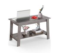 Garvee Mesa de Centro, con Estante Abierto, Estilo Farmhouse, para Salón, Mesita, Mesita de Sofá, 80 * 39 * 48 cm (Gris)