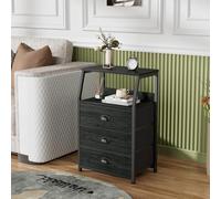 Garvee Mesa De Centro De 3 Cajones Que Ahorra Espacio - Mesa Auxiliar De Jardín De Estilo Rústico - 2 Estantes Abiertos - Estructura De Hierro Resistente Dormitorio y Sala De Estar