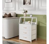 Garvee Mesa De Centro De 3 Cajones Que Ahorra Espacio - Mesa Auxiliar De Jardín De Estilo Rústico - 2 Estantes Abiertos - Estructura De Hierro Resistente Dormitorio y Sala De Estar