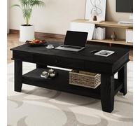 Garvee Mesa De Centro De Nogal con Cajón y Estante De Almacenamiento, Mesas De Centro Grandes, Muebles De Sala De Estar, Resistentes y Fáciles De Limpiar, Soporta 300 Libras En Total