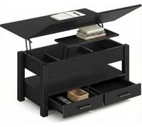 Garvee Mesa de centro elevable multifuncional 100 cm - Doble tapa abatible, altura ajustable, 2 cajones y compartimento oculto - Ideal para salón, oficina o espacios pequeños - Diseño moderno compacto