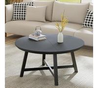 Garvee Mesa De Centro Redonda 90 Cm para Salón, Estilo Industrial Moderno, Tablero De Madera y Patas Metálicas, Mesa De Café para Sala De Estar, Oficina y Recepción