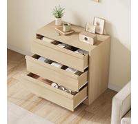 Garvee Mesa De Comedor Alta Moderna con Amplio Espacio De Almacenamiento - 4 Cajones - Muebles Versátiles para Comedor, Sala, Habitación Infantil y Entrada - Acabado En Roble Natural