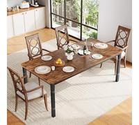 Garvee Mesa De Comedor Industrial Grande 78'' para 6-8 Personas, Mesa De Cocina con Patas De Metal Resistentes, Escritorio De Madera con Esquina Biselada para Comedor, Cocina y Sala De Estar, Fácil