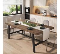 Garvee Mesa De Comedor Industrial para 6-8 Personas - Mesa Rectangular Grande De 180 cm para Cocina y Comedor - Estructura De Metal Negro Resistente - Tablero De Madera Rústica