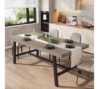 Garvee Mesa De Comedor Industrial para 6-8 Personas - Mesa Rectangular Grande De 180 cm para Cocina y Comedor - Estructura De Metal Negro Resistente - Tablero De Madera Rústica