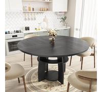 Garvee Mesa de Comedor Redonda 120 cm, Fabricada en Tablero aglomerado MDF con Estante de Almacenamiento, Mesa de Cocina Que Ahorra Espacio para 4-6 Personas, Color Negro