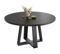 Garvee Mesa de Comedor Redonda 120 cm - Moderna y rústica, Base Cruzada de Madera - para 4-6 Personas - Ideal para Comedor, Cocina o Sala - Solo Mesa - Color Madera Negra