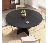 Garvee Mesa de Comedor Redonda de 120 cm para 4-6 Personas, Mesa de Cocina Moderna de Estilo rústico con Estante Inferior, Patas Regulables en Altura, fácil Montaje, Color Negro