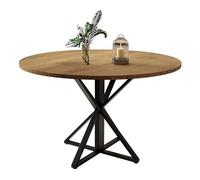 Garvee Mesa De Comedor Redonda De 120 Cm para 4 Personas, Diseño Moderno De Estilo Rústico, Ahorra Espacio, Base De Pedestal De Madera y Metal