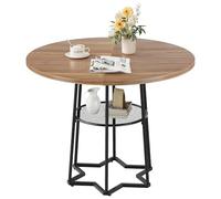Garvee Mesa de comedor redonda profesional 98 cm - Bandeja de madera, estante de malla 42 cm, base hexagonal de metal resistente, ahorro de espacio para cocina o restaurante - ideal para espacios