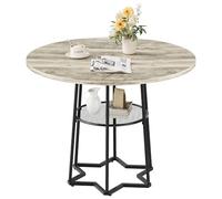 Garvee Mesa de comedor redonda profesional 98 cm - Bandeja de madera resistente, estante de malla 42,5 cm, base hexagonal de metal - ahorro de espacio para comedor o cocina pequeña - Estilo granja