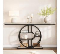 Garvee - Mesa de Entrada de 120 cm, Mesa Consola Industrial con 5 estantes, Marco metálico de o, Almacenamiento Integrado, diseño Estrecho y Largo para salón, Pasillo, sofá