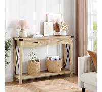 Garvee Mesa de entrada estilo rústico con 2 cajones, mesa consola Rataan para entrada, mesa de sofá de madera para sala de estar, vestíbulo, pasillo, madera de Burlywood
