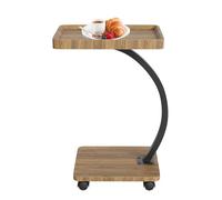 Garvee - Mesa de ordenador portátil con ruedas (estructura metálica, resistente y deslizable bajo sofá o cama, ideal para salón, dormitorio u oficina, compacta y versátil, color marrón avellana