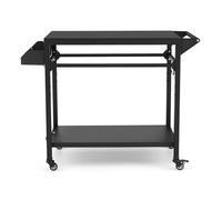 Garvee Mesa de Preparación para Barbacoa Exterior Carrito Auxiliar de Acero Diseño Estándar con Ruedas para Horno de Pizza Plancha y Parrilla Mueble de Cocina Jardín Terraza Almacenaje Negro