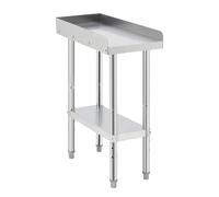 Garvee Mesa de Trabajo Acero Inoxidable 201 para BBQ 30,5 × 61 × 76 cm, con Protector Desmontable de 3 Lados, Estante Inferior, Mesa Auxiliar Cocina Exterior