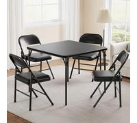 Garvee Mesa plegable de 33.5 pulgadas, mesa plegable cuadrada portátil con cojín suave de poliuretano, mesa plegable de metal negro adecuada para sala de estar, oficina, dormitorio (sin silla)