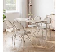 Garvee Mesa Plegable Rectangular 120x51 cm - Portátil, Resistente, sin Montaje - Patas Antideslizantes, Superficie PU fácil de Limpiar - Comedor, Oficina, Camping, Exterior - Color Beige