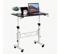 Garvee Mesa portátil Ajustable en Altura con Ruedas para Ordenador - Escritorio Compacto de 80x40 cm Oficina en casa y Escuela - Fácil de trasladar - Color Negro