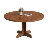 Garvee Mesa Redonda de Comedor para 4-6 Personas - Estilo Farmhouse - Base Estable de Madera Cocina, Comedor o Sala - Color: Nogal (Walnut)