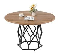 Garvee Mesa Redonda Robusta para Restaurante - Capacidad 4-6 Personas - 120 cm/47'' - Estilo rústico Industrial, Base metálica Fuerte, Superficie de Madera Resistente - Ideal para Cocina y Comedor