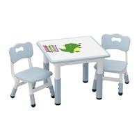 Garvee Mesa y Silla Infantil con Tablero De Partículas LY-1106, Mesa 60x60 cm con Almohadillas Antideslizantes, Durabilidad y Seguridad para Niños,Gris Oscuro