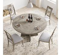 Garvee Mesas Redonda Comedor, 1 Mesa de 120 cm (para 4 Personas), Resistente al Rayado, Apto para Comedor y Cocina, Gris, Solo Mesa