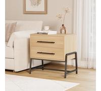Garvee Mesita de Noche Auri 2 Cajones, Color de la Madera, para Dormitorio y Sala de Estar, Dimensiones 60×40×62 cm