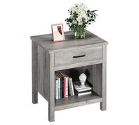 Garvee Mesita de Noche Infantil de Madera Estilo Farmhouse Cuadrada - con cajón de Almacenamiento - Diseño rústico Gris - Fácil de Montar - para Dormitorio, Sala, Oficina o Dormitorio Universitario -