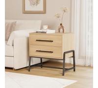 Garvee Mesita de Noche Minimalista sin Cajones con Patas en Forma de R y Acabado en Madera Natural - Mueble de Dormitorio Estilo Escandinavo, 1 Unidad