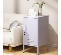 Garvee - Mesita de noche moderna de metal con cerradura - 2 estantes ajustables - Almacenamiento multifunción dormitorio o salón - Diseño minimalista anticaída - 70 x 35 x 38 cm