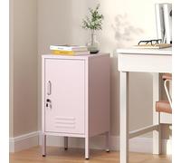 Garvee - Mesita de noche moderna de metal con cerradura - 2 estantes ajustables - Almacenamiento multifunción dormitorio o salón - Diseño minimalista anticaída - 70 x 35 x 38 cm