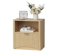 Garvee Mesita de Noche Moderna de Roble - Superficie Impermeable - Cajón y Almacenamiento Acanalados - Ideal para Dormitorio, Sala u Oficina - Color Roble, 1 Pieza