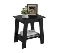 Garvee Mesita de Noche para Dormitorios, Pequeña de Madera con 2 Estantes, Ideal para Salón, Dormitorio, Oficina o Baño, 40 * 30 * 48 cm(Negro)