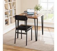 Garvee Modern 3-Piece Dining Table Set for 2 - Wood Kitchen Table with 2 Upholstered Chairs - Space-Saving Metal Frame - Ideal for Apartments, Small Spaces, Breakfast Nook - Black Wood Grain