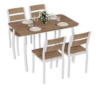 Garvee Modern 5 Piece Dining Table Set for 4 - Space-Saving Metal & Wood Design, Cushioned Seats, Chamfered Edge - Perfect for Apartments, Small Spaces, Breakfast Nook - Black & Classic Style