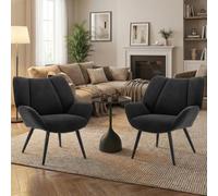 Garvee Moderna silla de almacenamiento de pana con respaldo de alas, sillón tapizado con brazos anchos acampanados y patas de metal resistentes, cómodo asiento para leer y recepción, color gris