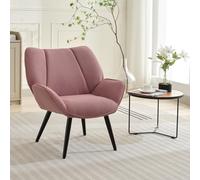 Garvee Moderna silla de almacenamiento de pana con respaldo de alas, sillón tapizado con brazos anchos acampanados y patas de metal resistentes, cómodo asiento para leer y recepción, color gris