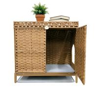 Garvee Mueble Arenero Gato Ratán 77cm, Armario Oculto Ventilado, Natural