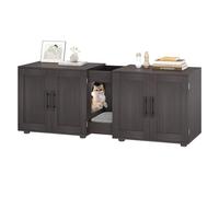 Garvee Mueble Arenero Gatos Doble de Madera MDF, Casa Oculta para 2 Cajas de Arena Grandes, Armario Estilo Mueble TV para Pasillo y Salón, Diseño Muy Espacioso de 140x45x57 cm, Color Nogal