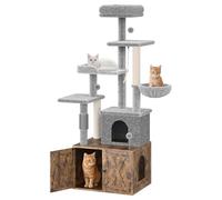 Garvee Mueble Arenero para Gatos y Árbol Rascador Grande de 165cm, Torre Multinivel con Escondite de Madera y Postes de Sisal, Estación de Aseo y Centro de Actividades para Mascotas,60x48x165cm,Marrón