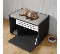 Garvee Mueble Cubre Arena para Gatos tamaño - Diseño Moderno con Puerta abatible y Panel ventilado - Solución Oculta para Arena y Armario higiénico - Protección contra Perros - Color Negro