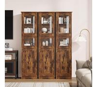 Garvee Mueble De Baño Alto De 170 cm, Mueble De Almacenaje Independiente con 2 Puertas De Cristal, 5 Estantes Regulables y Cajón, Diseño Vintage y Moderno, Multifuncional Ahorra Espacio.