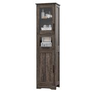 Garvee Mueble de baño Alto, Estrecho, con Puertas y Estante Ajustable, de 170 cm, para lavandería, Cocina, Sala de Estar y Espacios pequeños (Marrón Oscuro)