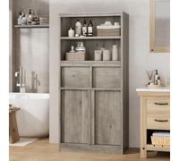 Garvee Mueble De Baño Alto, Mueble De Almacenamiento De Suelo con Puertas y Dos Cajones, 130 cm De Alto, Organizador Independiente para Baño, Sala, Cocina y Despensa.