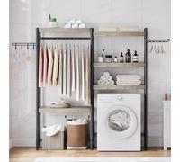 Garvee Mueble de Estante de Almacenamiento para Lavadora, Organizador de Lavadero Que Ahorra Espacio, Estantería de Baño Ajustable en Altura, 150×31×188 cm