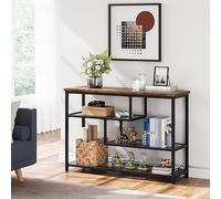Garvee Mueble de Recibidor, Mesa Consola Estrecha de 4 Niveles, Estilo Industrial para Pasillo, Salón, Recibidor y Detrás del Sofá, Color Marrón Rústico, 100 * 30 * 75 cm