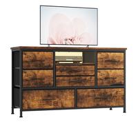 Garvee Mueble De Salón 8 Cajones con Estructura De Hierro, MDF, PB y Tela Catiónica, Diseño Moderno y Duradero para TV y Almacenamiento, Funcionalidad